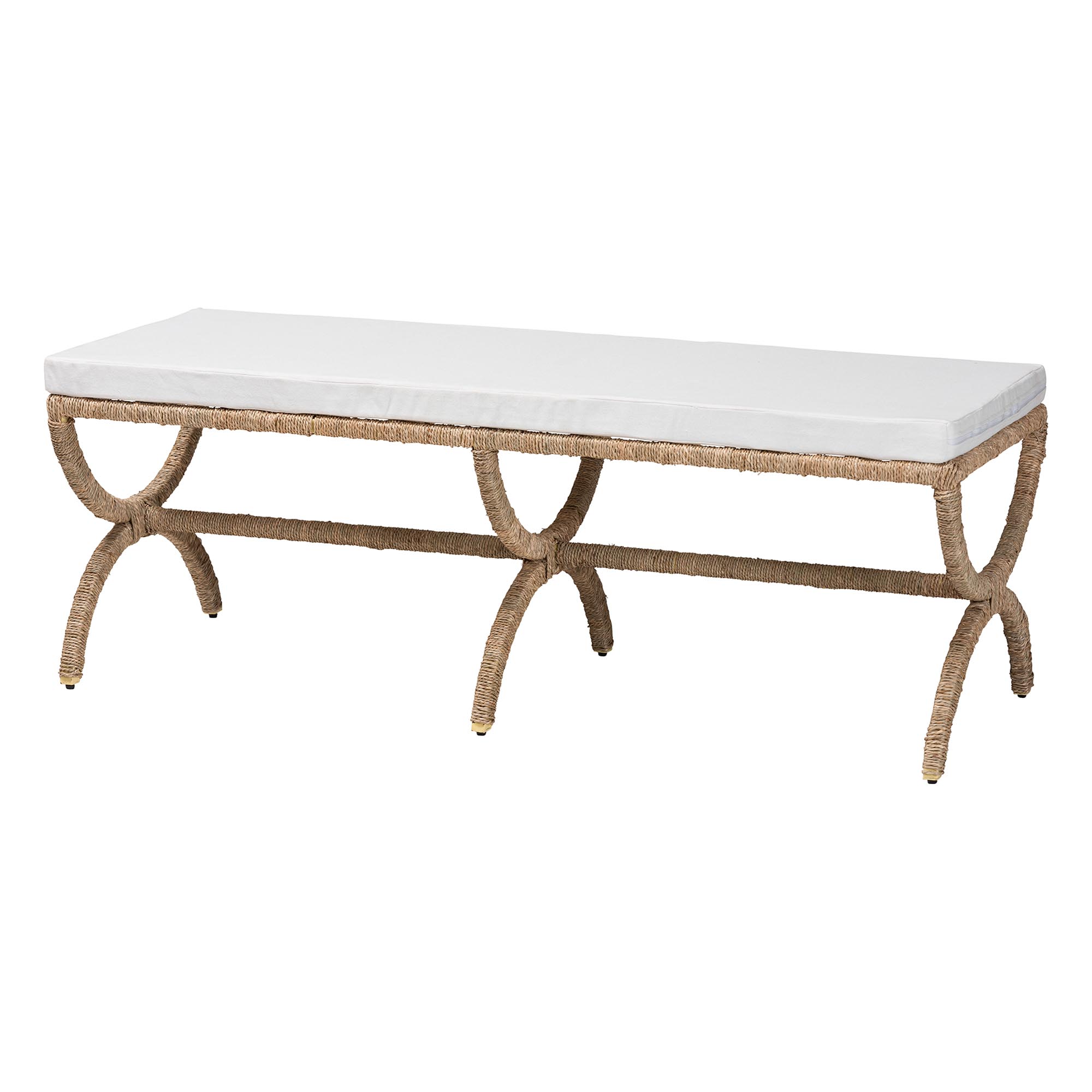 bali & pari Maliyah Japandi Natural Seagrass Accent Bench